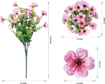 HyeFlora Artificial Flowers for Outdoor Indoor Garden Home Decoration, Faux Flower Daisy with Eucalyptus Leaves Fake Plants Greenery Boxwood Porch Patio, 12 Bundles (Mix Pink Red Purple Yellow)