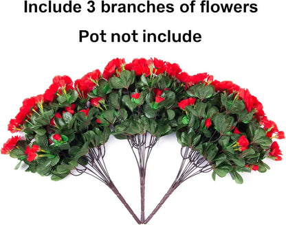 Ivydale Artificial Fake Flowers Plants for Outdoor Outside Spring Decor, Faux Silk Yellow Camellia UV Resistant Look Real for Planter Pot Porch Patio Balcony Garden Yard, 3 Large Bundles