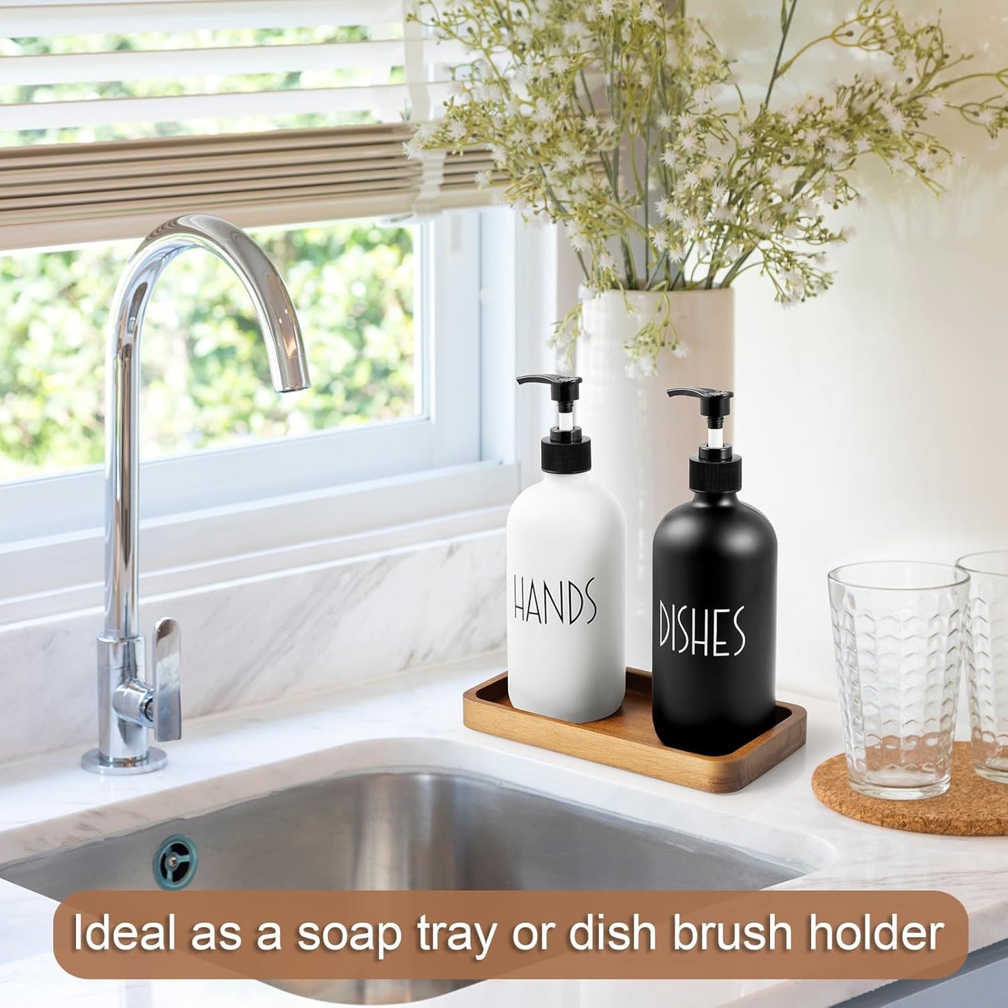 ALELION 11.7" Bathroom Vanity Tray for Counter - Acacia Wood Decorative Tray for Toilet Tank Makeup Perfume Jewelry Catchall Coffee Table - Wooden Kitchen Countertop Organizer for Soap Dispenser