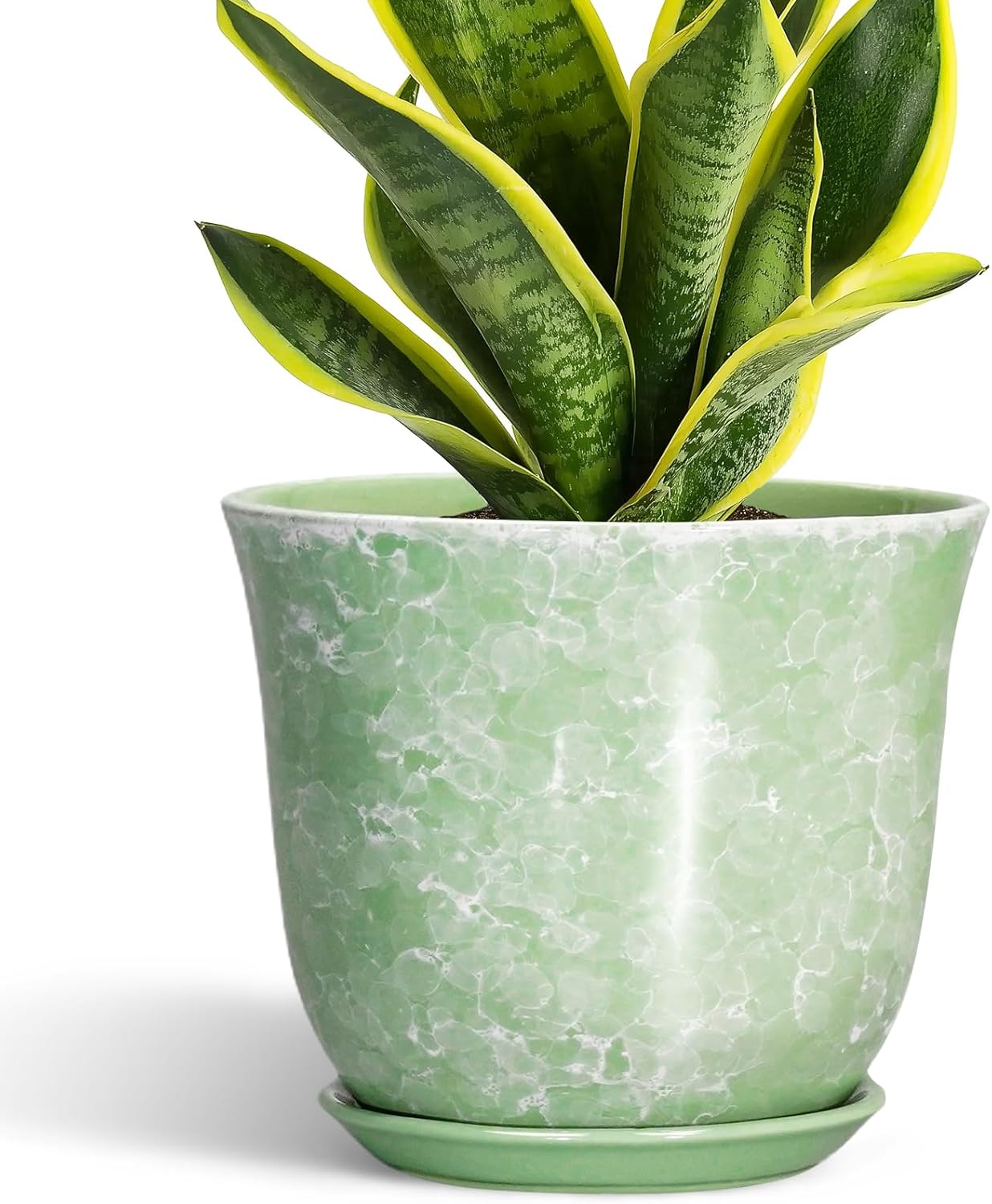 Ceramic Plant Pots - 12 Inch Pots for Plants Indoor Outdoor, Large Round Planter with Drainage Hole and Saucer, Modern Decorative Flower Pot, Home Garden Decor, House Warming Gifts, Blue