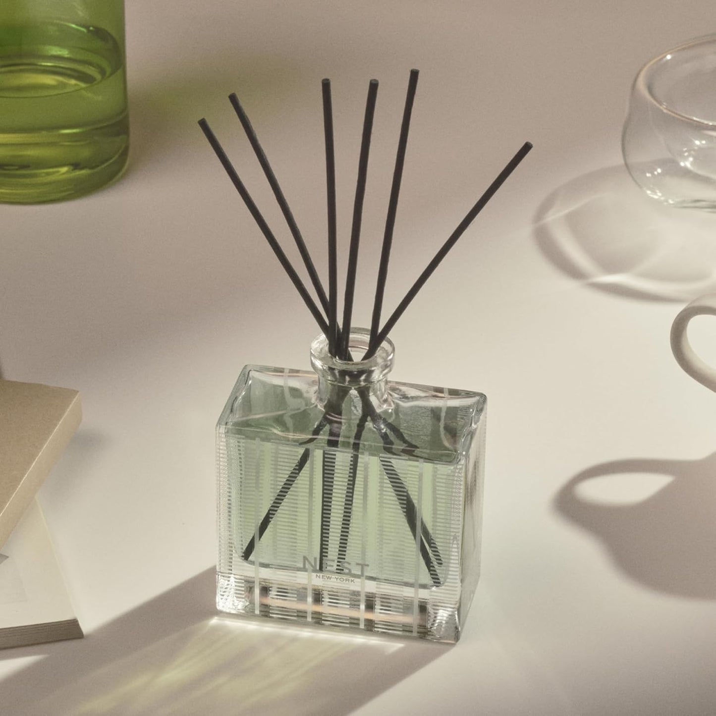 NEST New York Reed Diffuser, Himalayan Salt & Rosewater - The Wellness Collection - 5.9 fl oz - Fragrance for Up to 90 Days - Reusable, Refillable Glass Holder - Includes 8 All-Natural Reed Sticks