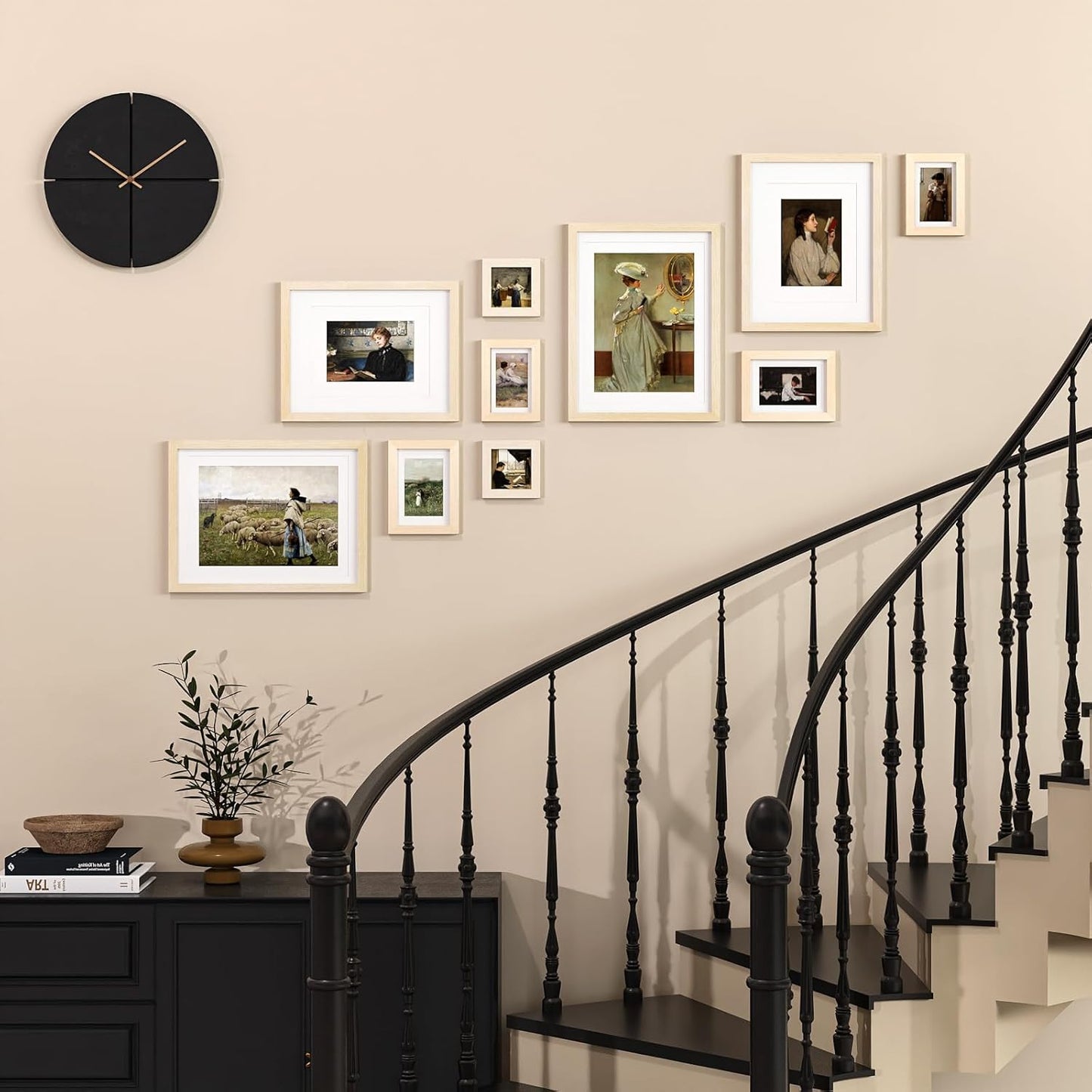 Egofine Picture Frame Set 12 Pack, Picture Frames Collage Wall Decor with Two 11x14, Two 8x10, Four 5x7, Four 4x6 for Wall and Tabletop, Made of Solid Wood, Covered by Plexiglass, Natural Wood