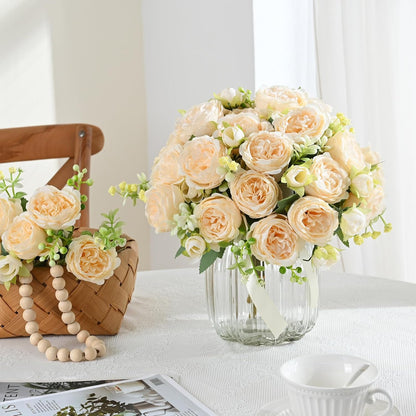 MARTINE MALL 2 Packs Peonies Artificial Flowers, Light Pink Artificial Peonies, Silk Peonies Flowers Fake Peonies Artificial Flowers Peonies Bouquet for Centerpiece Table Wedding Party Home Decor