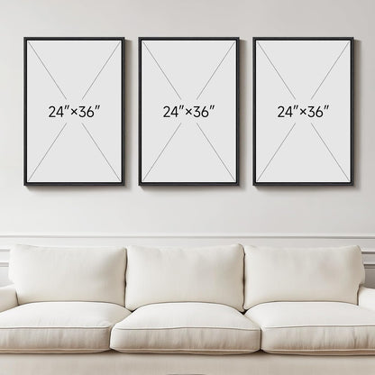 Large Framed Black and White Abstract Wall Art for Living Room, 3 Piece Big Modern Canvas Prints Paintings Artwork for Walls, Minimalist Abstract Art Pictures for Hallway, Office Wall Decor 24x36 In