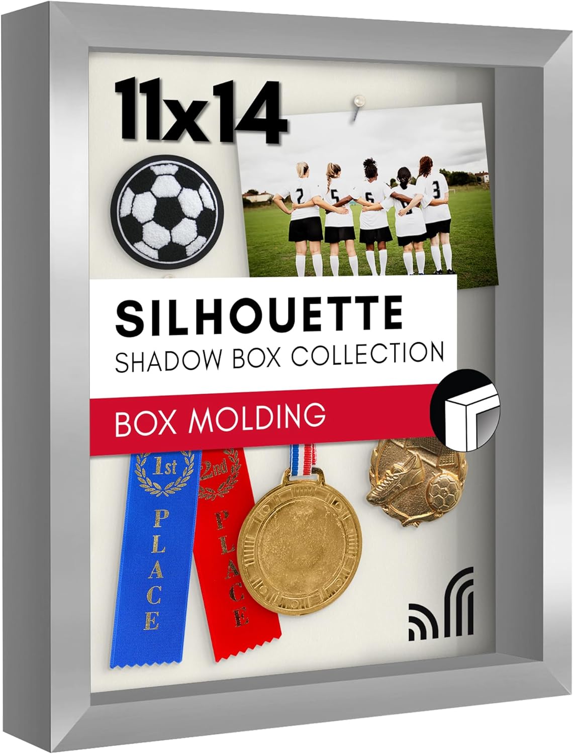 Americanflat 12x16 Shadow Box Frame with Polished Plexiglass - Silhouette Collection - Large Shadow Box Display Case for Tabletop and Wall Display - Black with Soft Felt Back