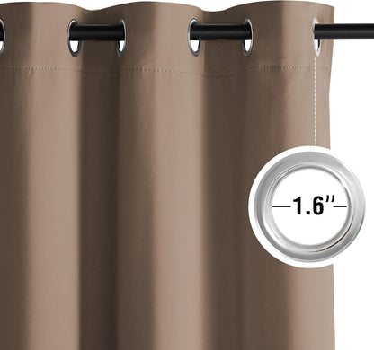 NICETOWN Halloween Pitch Black Solid Thermal Insulated Grommet Blackout Curtains/Drapes for Bedroom Window (2 Panels, 42 inches Wide by 63 inches Long, Black) - Colors D