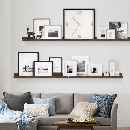Forbena 36 Inch Floating Shelves for Wall 4-Pack, Large Nursery Book Shelves Bookshelf for Kids Bedroom, Long Picture Ledge Shelf with Lip for Living Room Photo Frames Art Display (White Solid Wood)
