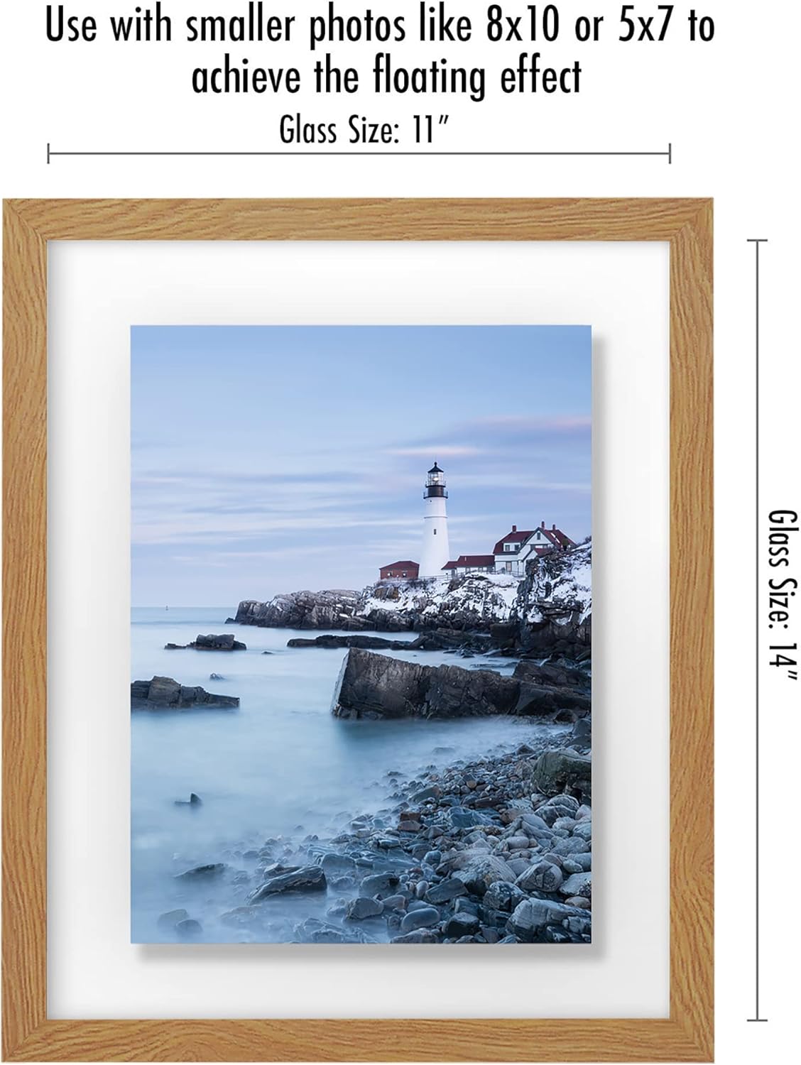 Americanflat 12x18 Floating Picture Frame with Polished Crystal-Clear Glass - Use as 8x10 Picture Frame or Display 5x7 Photo - Signature Float Collection - Photo Frames for Wall Display - Black