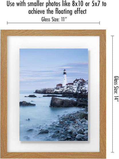 Americanflat 12x18 Floating Picture Frame with Polished Crystal-Clear Glass - Use as 8x10 Picture Frame or Display 5x7 Photo - Signature Float Collection - Photo Frames for Wall Display - Black