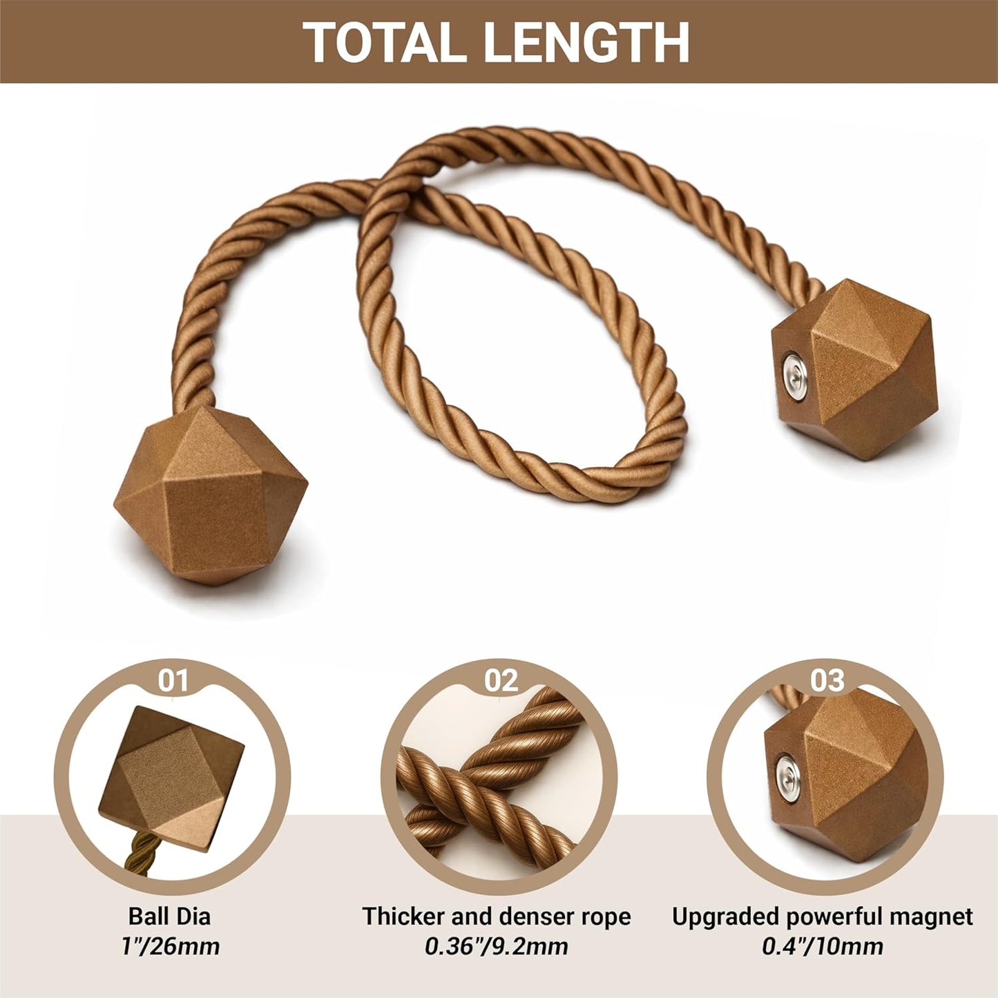 Hion Magnetic Curtain Tiebacks Black 2pcs, Curtain Tiebacks Buckles Holdbacks Holders Hooks Clip for Home Outdoor Bedroom Office Decorative Curtain