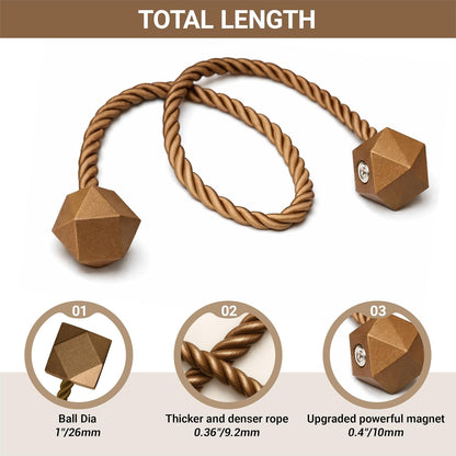 Hion Magnetic Curtain Tiebacks Black 2pcs, Curtain Tiebacks Buckles Holdbacks Holders Hooks Clip for Home Outdoor Bedroom Office Decorative Curtain