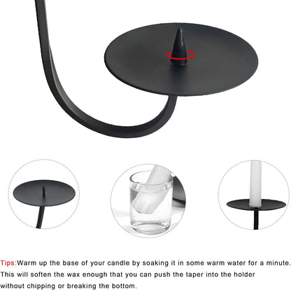Metal Wall Candle Sconce Holder Set of 2 Wall Mount Candle Holders Modern Wall Candle Sconces Hanging for Living Room Farmhouse Fireplace Wedding 16.5"×5"×3" (Black)