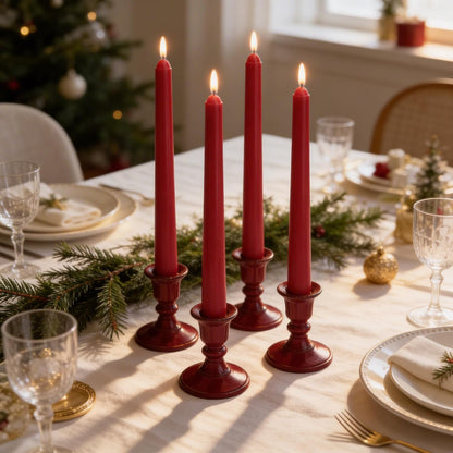 Viyffo Taper Candles, 10 Inch, 4 Pack, Olive Glow – Unscented, Dripless & Smokeless Design, Up to 8 Hour Burn – Long Tall Taper Candlesticks for Wedding, Dinner & Home Decor