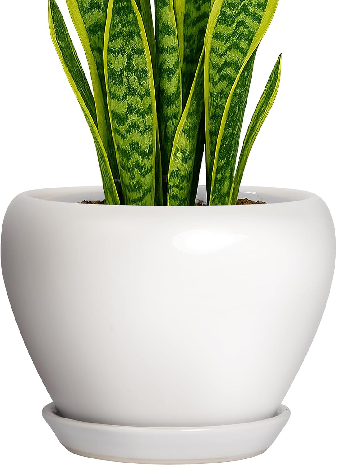 Deep Dream 6 Inch Plant Pots- Ceramic Planter Pot with Drainage Hole and Saucer, Round Flower Pot for Indoor Outdoor Succulent, Snake Plants and Cactus, Blue