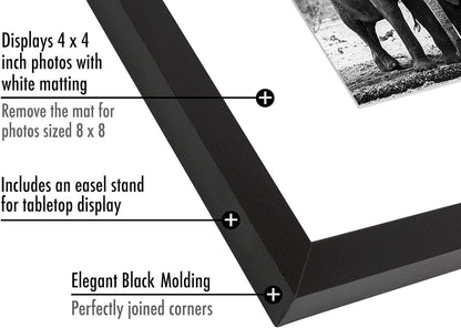 Americanflat 8x10 Picture Frame with Shatter-Resistant Glass - Use as 5x7 Frame with Mat or Display 8x10 Photo Without Mat - Signature Collection - Picture Frames for Tabletop and Wall Display - Black