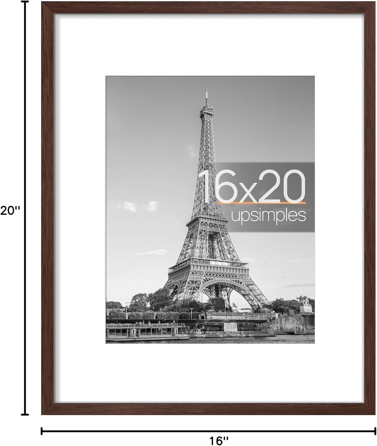 upsimples 8x10 Picture Frame, Display Pictures 5x7 with Mat or 8x10 Without Mat, Wall Hanging Photo Frame, Black, 1 Pack - Colors B