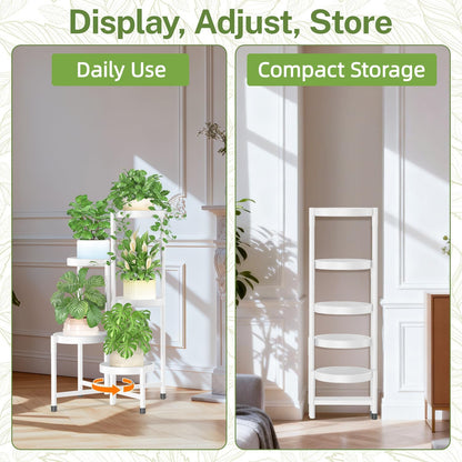 iDavosic.ly Plant Stand Indoor Outdoor, 5 Tier Corner Metal Flower Display Holder Shelf, Folding Tall Orchid Rack for Patio Balcony Porch Garden Living Room House, Black