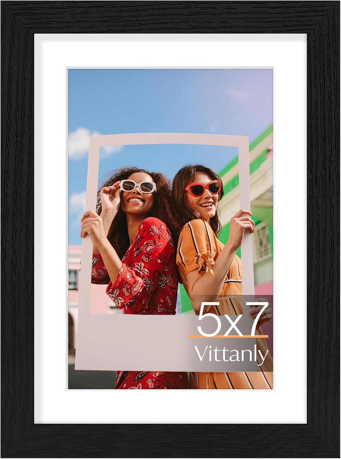Vittanly 11x14 Picture Frame, Display Pictures 8x10 with Mat or 11x14 without Mat, Photo Frame for Wall Mounting, Black, 1 Pack - Colors A