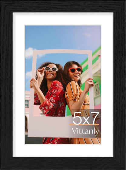 Vittanly 11x14 Picture Frame, Display Pictures 8x10 with Mat or 11x14 without Mat, Photo Frame for Wall Mounting, Black, 1 Pack - Colors A