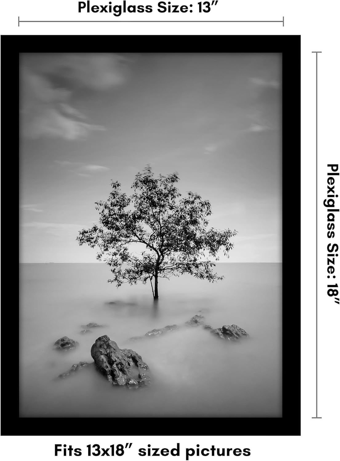 Americanflat 16x20 Picture Frame with Polished Plexiglass - Black Picture Frame - Wide Photo Frames Made of Engineered Wood for Vertical or Horizontal Wall Display - Epic Collection - Black - Colors C