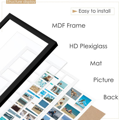 DUENPY 14x26 Collage Picture Frame 4x6 Collage Picture Frame Displays Twelve 4x6 inch Photos Available Horizontal Wall Mounting Display and Vertical Black - Colors B