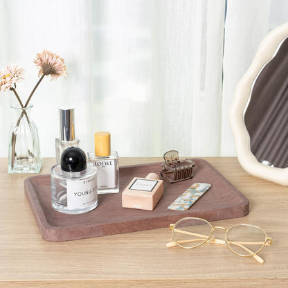 Marble Vanity Tray for Dresser Organizer, Travertine Bathroom Tray Countertop, Beige Decorative Serving Trays, Kitchen Sink Storage, Jewelry & Perfume Holder(Travertino Romano)