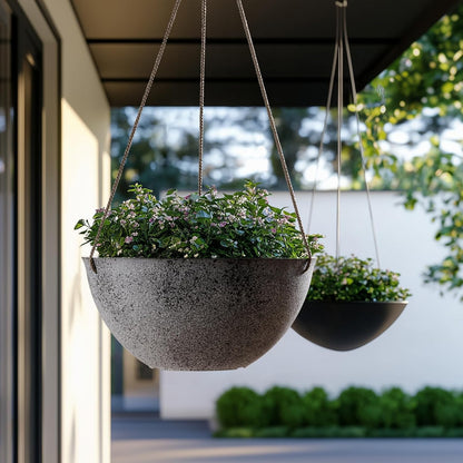 LA JOLIE MUSE Large Hanging Planters - 13 Inch Flower Pots Outdoor Indoor, Hanging Garden Planters Set of 2, New Iron Color