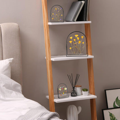 REDHUGO Double Glass Frame for Pressed Flowers Handmade, Metal Floating Picture Frame for Pressed Flower, Tabletop Display, Brass, ArcShaped, Black, 4x6 inches (FRAME ONLY)