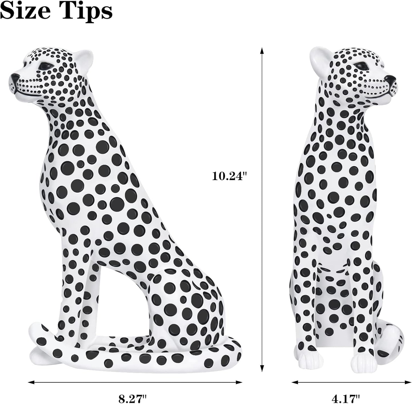 Quoowiit Bird Figurine, Modern Sculpture and Statues for Home Decor, Animal Statues for Bookshelf, Table, Entryway, Fireplace, Resin Decorative Sculpture with Chic Polka Dots Art Design (White)
