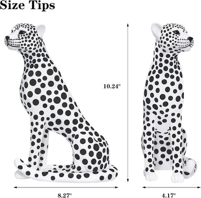 Quoowiit Bird Figurine, Modern Sculpture and Statues for Home Decor, Animal Statues for Bookshelf, Table, Entryway, Fireplace, Resin Decorative Sculpture with Chic Polka Dots Art Design (White)