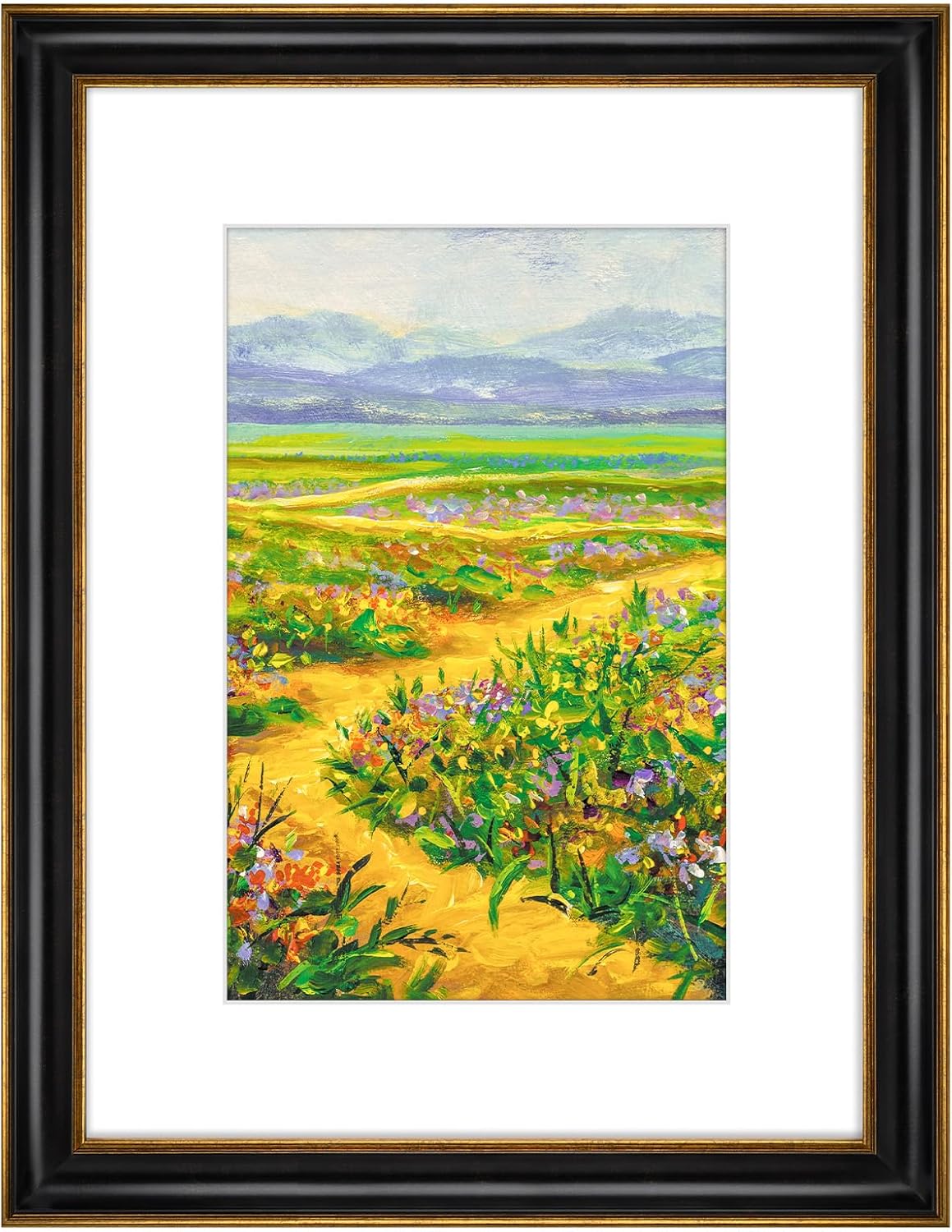 Golden State Art, 11x14 Photo Frame with Mat for Pictures 8x10 and Real Glass (Dark Gold Brown & Bronze Pewter Panel with White Color Mat, 1.25 Inch Frame Border)