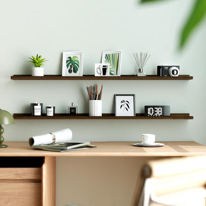 White Floating Shelves for Wall Decor, Wall Mounted Wood Storage Shelf for Bedroom, Living Room, Bathroom, Kitchen, Nursery, Display Picture Ledge Shelf with Lip Set of 2-14 Inches, White