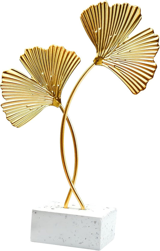 Metal Ginkgo Leaf Ornaments, Gold Ginkgo Leaf Desktop Decoration Sculpture, Modern Creative Home Décor Accents Statue for Office, Bedroom, Bookshelf