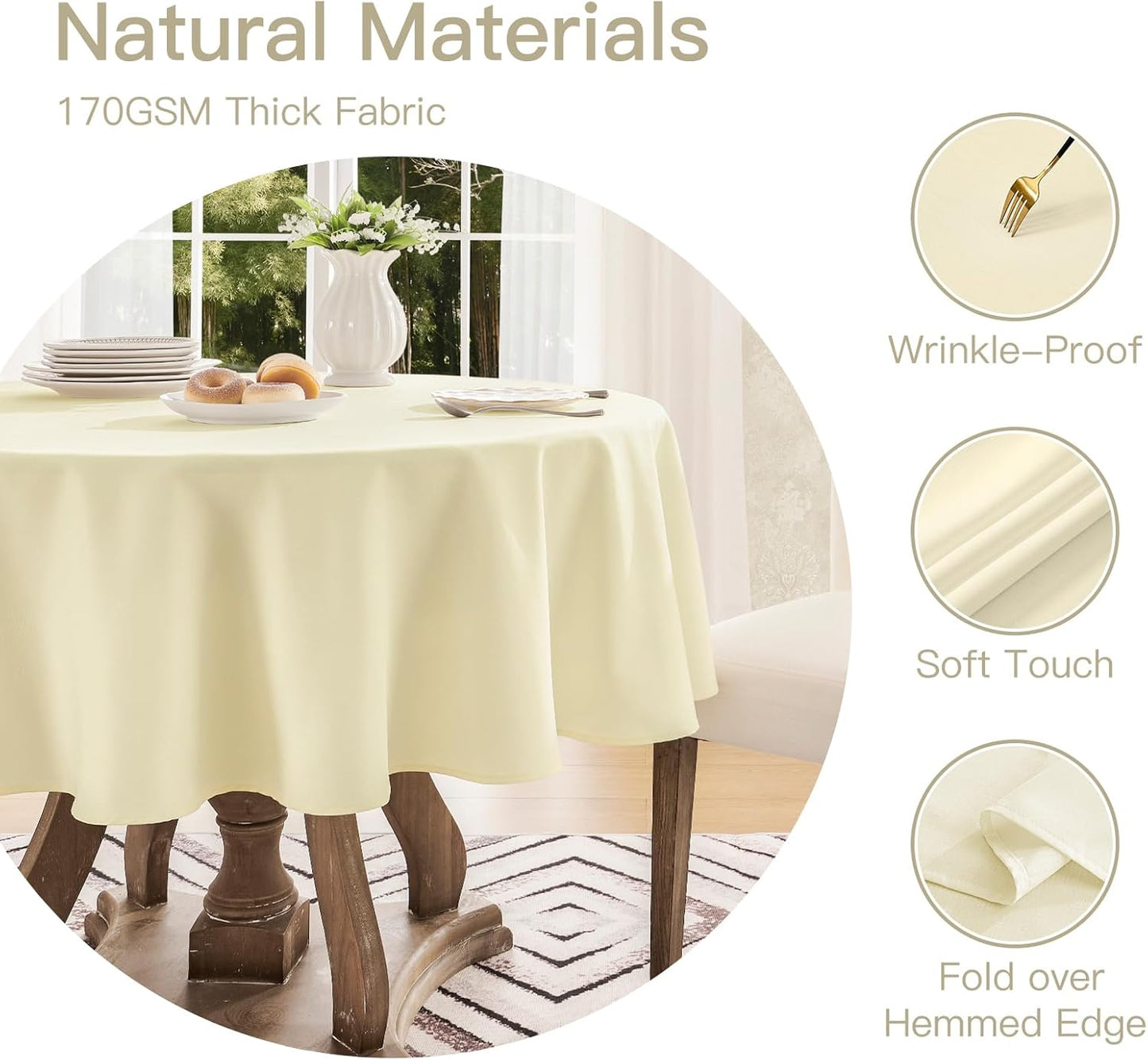 Veblandy Rectangle Tablecloth Waterproof Linen Textured Table Cloth Stain and Wrinkle Resistant Washable, Decorative Fabric Table Cover for Dining, Party and Camping (Sage Green, 52 * 70)
