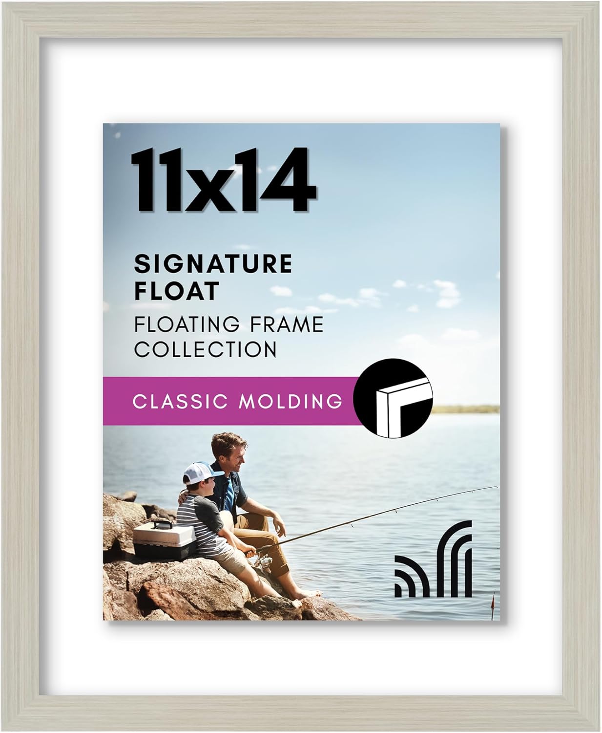 Americanflat 12x18 Floating Picture Frame with Polished Crystal-Clear Glass - Use as 8x10 Picture Frame or Display 5x7 Photo - Signature Float Collection - Photo Frames for Wall Display - Black