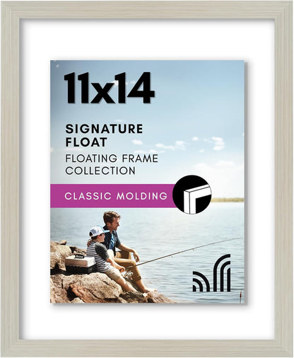 Americanflat 12x18 Floating Picture Frame with Polished Crystal-Clear Glass - Use as 8x10 Picture Frame or Display 5x7 Photo - Signature Float Collection - Photo Frames for Wall Display - Black