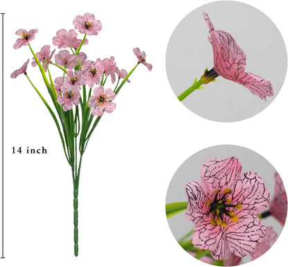 LikSoor 21 Bundles Artificial Outdoor UV Resistant Flowers No Fade Fake Outside Flowers Plastic Greenery Faux Shrubs Garden Porch Window Box Home Decoration(Purple)