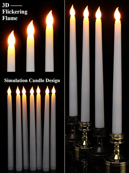 Treela 24 Pcs Flameless Taper Candles Battery Operated Bulk Fake Candles Light LED Candle Sticks Flickering Tapered for Easter Wedding Anniversary Decoration(Basic,11 Inch,Ivory)