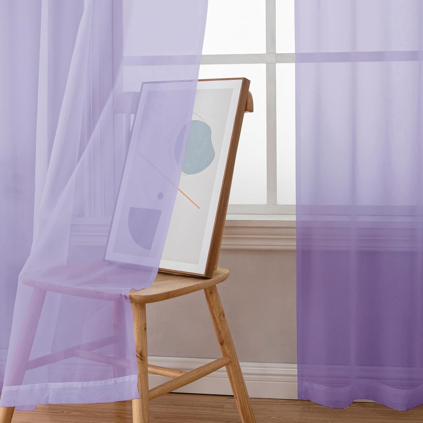 OWENIE Sheer Curtains 84 inches Long 2 Panels Set for Living Room/Bedroom, Rod Pocket Voile Sheer Panel Drapes, White, 2pcs, Each 42" W x 84" L - Colors A