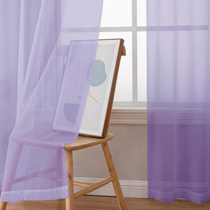 OWENIE Sheer Curtains 84 inches Long 2 Panels Set for Living Room/Bedroom, Rod Pocket Voile Sheer Panel Drapes, White, 2pcs, Each 42" W x 84" L - Colors A