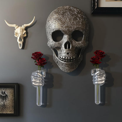 2 Pieces Wall Sculptures, Hands Vase Home Decor, Wall Mount Art Sculpture, Unique Wall Art Statue, Funky Flower Vase Decorations, Modern Eclectic Hanging Decor,Hands Statue (Black)