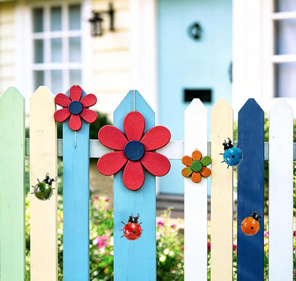 Metal Garden Wall Art Decorative Set of 4 Cute Ladybugs Outdoor Wall Sculptures