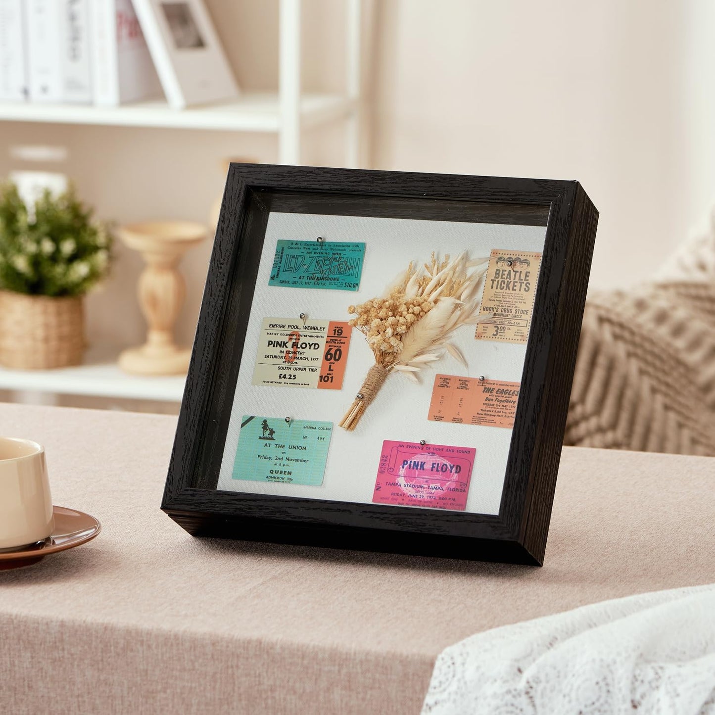 8x10 Deep Shadow Box Picture Frame Display Case with Linen Back and Stand,Real Glass Black Shadow Memory Box Frame 8x10 for Flower Baby Pet Wedding Photo Art Craft Memorial Wall Decor Gift
