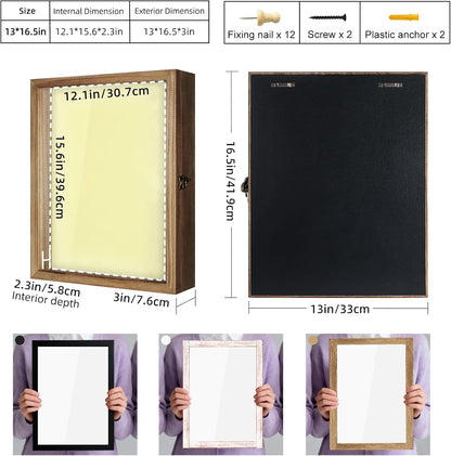 TJ.MOREE Shadow Box Frame 8 x 10 Shadowbox Display Case Picture Frame with Linen Back Memorabilia Bouquet Medals Military Photos Memory Box