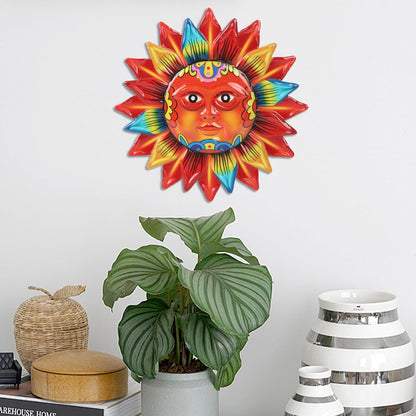 Large Metal Sun Wall Decor Outdoor, 27 Inch Sun and Moon Decor Metal Wall Art, 3D Sun Wall Decor for Patio Garden Yard Fence Bedroom Living Room Decoration