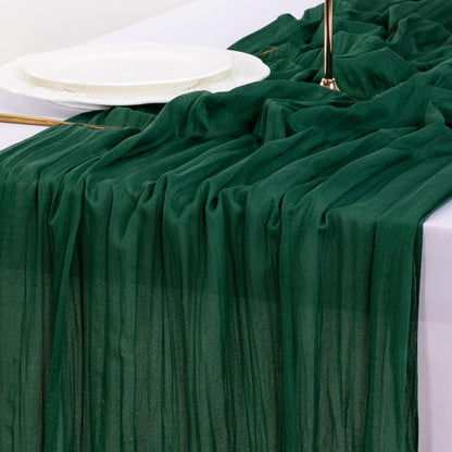 Socomi 3pcs Sage Green Cheesecloth Table Runner Summer Boho Rustic Gauze 120 inch 10FT Cheese Cloth Sheer Runner for Wedding Party Baby Shower Home Decor Holiday Decorations