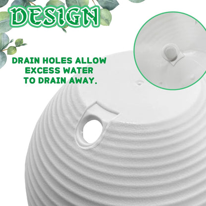 Srmayyi 4 Pack 8 inch Plastic Self Watering Hanging Planters,Round Hanging Basket Planter with Drainer and Metal Chain,White Garden Flower Plant Pot Container for Indoor Outdoor Plants
