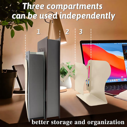 Adjustable Bookends Non Skid Decorative Bookends,Metal Bookend for Heavy Books,Bookshelf Organizer Holder for Books and Magazines for Desk(Black)