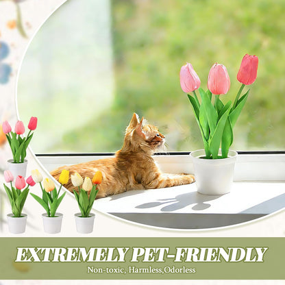 Cindeer 16 Pcs Small Fake Plants Artificial Potted Plants Faux House Plant Mini Pot Plastic Flowers for Indoor Outdoor Home Kitchen Office Desktop Wedding Decor