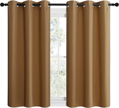 NICETOWN Halloween Pitch Black Solid Thermal Insulated Grommet Blackout Curtains/Drapes for Bedroom Window (2 Panels, 42 inches Wide by 63 inches Long, Black) - Colors A